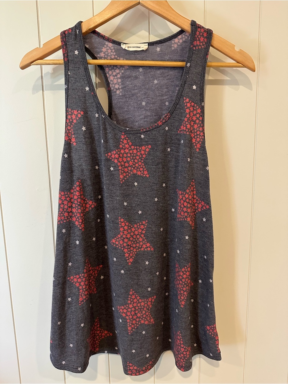 ee:some Stars Tank Top Women’s Small Navy Red White Racerback 4th of July